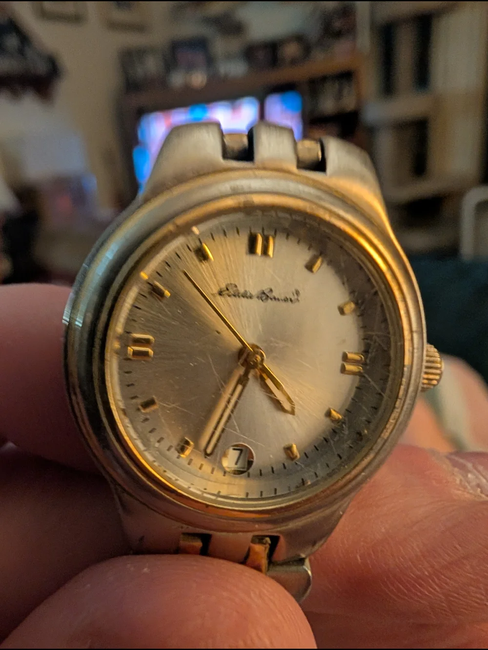 Eddie Bauer Silver and Gold Two-Tone Analog Watch With Brand New Battery In It